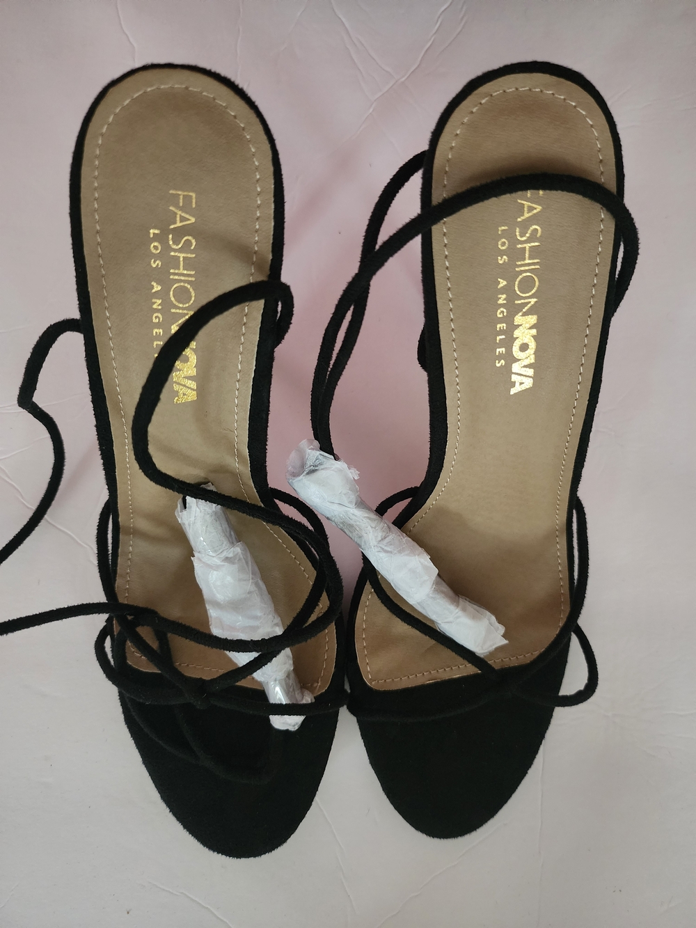 Fashion-Nova Black RAYLA Over & Done Laceup Heels